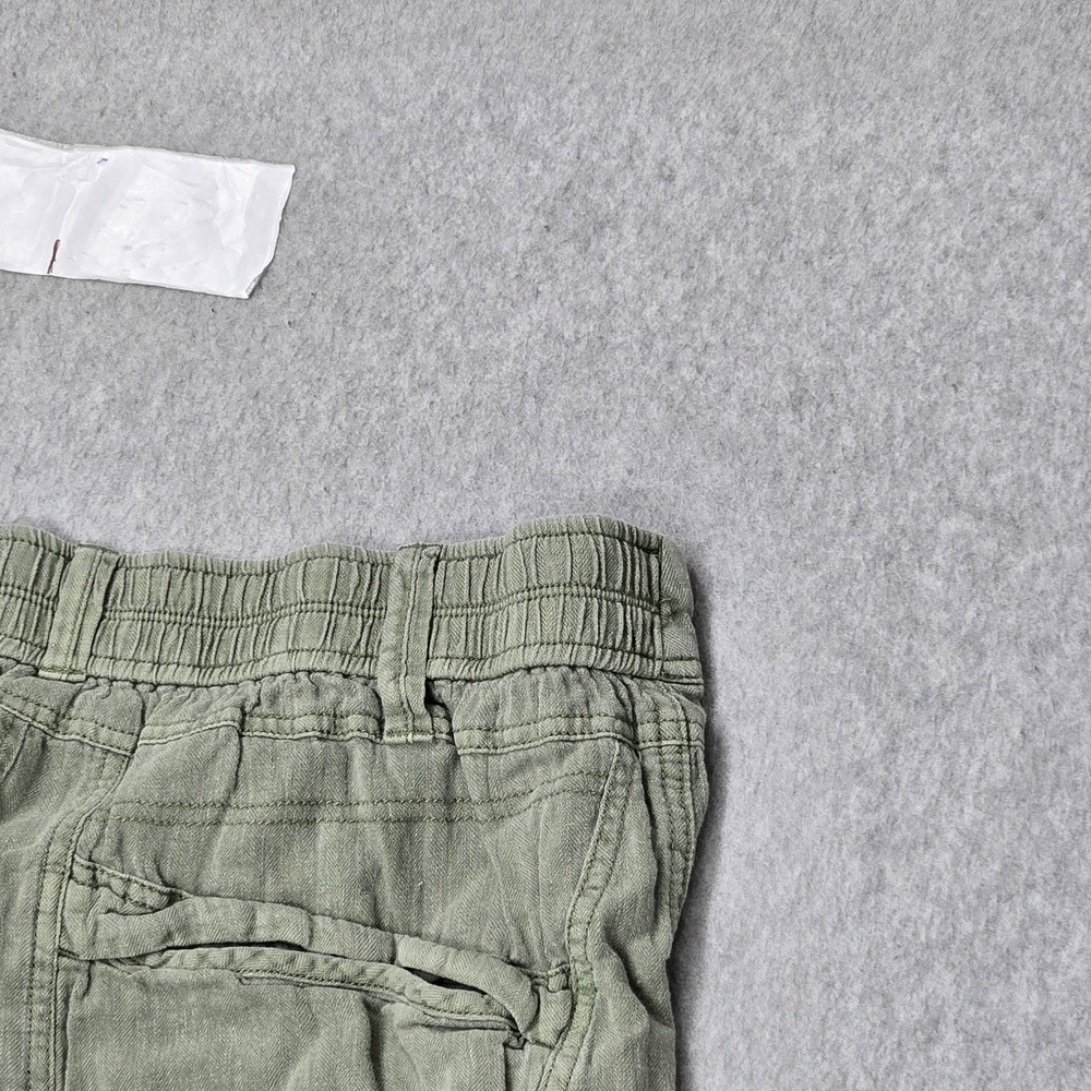 Free People Women Pants S Green Cotton Linen Big Hit Slouch Beach Coastal - Picture 10 of 12